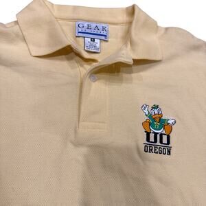Vintage University of Oregon UO Donald Duck Logo Polo Shirt Yellow Men’s Size S